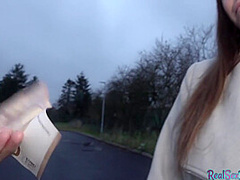 Busty babe pickedup in public before cocksucking and sex