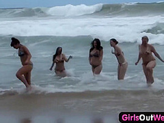 Big Breasts In A Crowd Of Naked Lesbians Staged An Group Sex In The