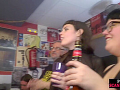 BDSM slut publicly fucked in bar in front of voyeurs