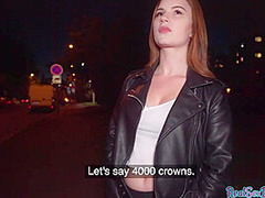 Curvy redhead pulled in public for bj and pussyfucking