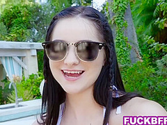 Scarlett Sage In 18-year-old Besties Convert One To Lesbian Copulation In A 3some Sex