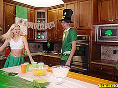 Riley Star - Couple Moves From Kitchen Into The Bedroom For Hard Fuck