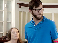 Threesome Party For Two Hot Young Stepsisters Sharing Big Dick