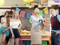 Threesome Party For Two Hot Young Stepsisters Sharing Big Dick