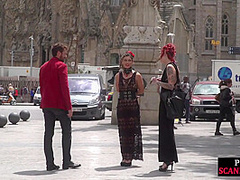 BDSM sub instructed to walk in lingerie outdoors in public