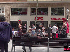 BDSM sub instructed to walk in lingerie outdoors in public