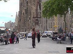 BDSM sub instructed to walk in lingerie outdoors in public