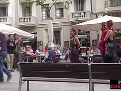 BDSM sub instructed to walk in lingerie outdoors in public