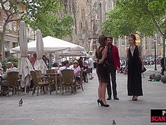 BDSM sub instructed to walk in lingerie outdoors in public
