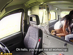 Curvy british cabbie cocksucking and riding in her car