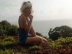 Blonde Women In Beautiful Tight Ass Fingering Pussy Outdoor Near Ocean
