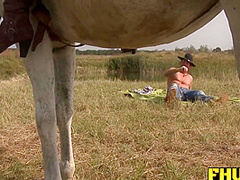 David Perry, Alice Romain And Curly Hair In Cowgirl Gets Anal By The Lake