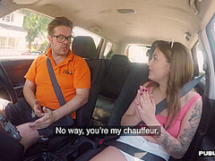 Petite euro publicly pounded from behind in taxi cab