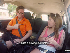 Petite euro publicly pounded from behind in taxi cab