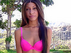 Tiny Trisha is outside when her white boyfriend wants a blowjob