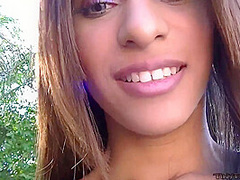 Tiny Trisha is outside when her white boyfriend wants a blowjob