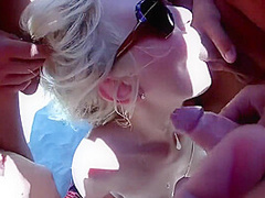 Cutie Comes To The Beach To Party And To Gangbang Wild