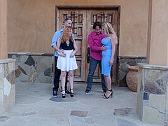 Rachael Cavalli, Emily Grey And Lucy Foxx In Neighbors Swapping Their Girlfriends Outdoors