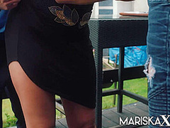 MARISKAX Mariska gets tag teamed by two guys outside
