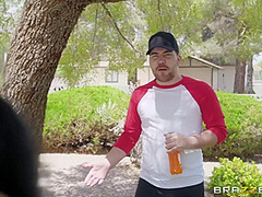 Brunette Plays With Hard Dick And Big Balls In Park With Robby Echo And Texas Patti