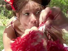Tommy Gunn - A Chocolate Chearleader Gets Her 1st Taste Of A Big White Cock