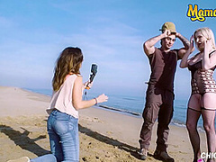 Big Boobs Blonde With Perfect Pussy Fucks On A Public Beach With Frida Sante, Chica S And Georgie Lyall