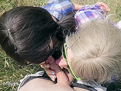 Sisters Moore In Outdoor Blowjob With 2 Girl Cum Mouth Cum Kissing - Threesome Ffm Amateur Step