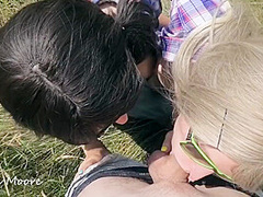 Sisters Moore In Outdoor Blowjob With 2 Girl Cum Mouth Cum Kissing - Threesome Ffm Amateur Step