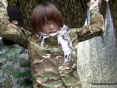 Cute Asian Army Girl In Bondage & Fondled