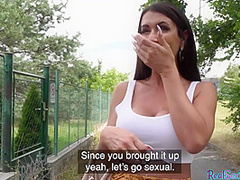 Bigtit euro pulled and pounded from behind outdoors