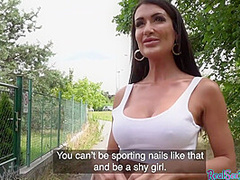 Bigtit euro pulled and pounded from behind outdoors
