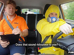 Student driver publicly blows instructor before fucking