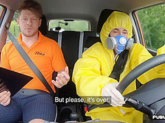 Student driver publicly blows instructor before fucking