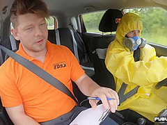Student driver publicly blows instructor before fucking