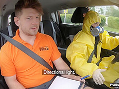 Student driver publicly blows instructor before fucking