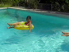 Marie And Candie Fun By The Pool