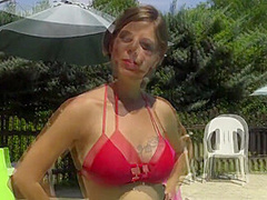 Marie And Candie Fun By The Pool