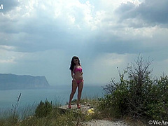 Angelica Snow - Pink Bikini Yellow Dress