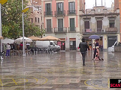 Public slut humiliated on the street by her strict domina