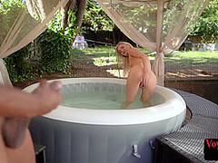 Petite british voyeur watches black sub tug outdoors