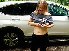 Uni Student Slut Fucked & Cum Gargles In Public Woodland Car Park