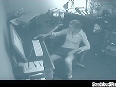 Office whore masturbates and gets caught