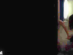 Spying hostel babe sucking showering guys cock before oral