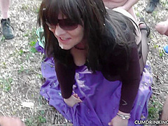 Hot wife gangbanged by over *** strangers in the woods