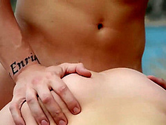 Big-bosomed Bitch Sucks Chopper Outdoors - Erotic