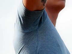 Big-bosomed Bitch Sucks Chopper Outdoors - Erotic