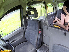 Busty british cabbie pounded on backseat by her passenger
