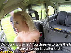 Busty british cabbie pounded on backseat by her passenger