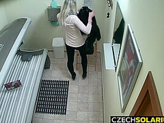 Blonde Girl Caught In Public Solarium