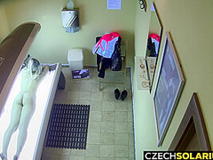 Blonde Girl Caught In Public Solarium
